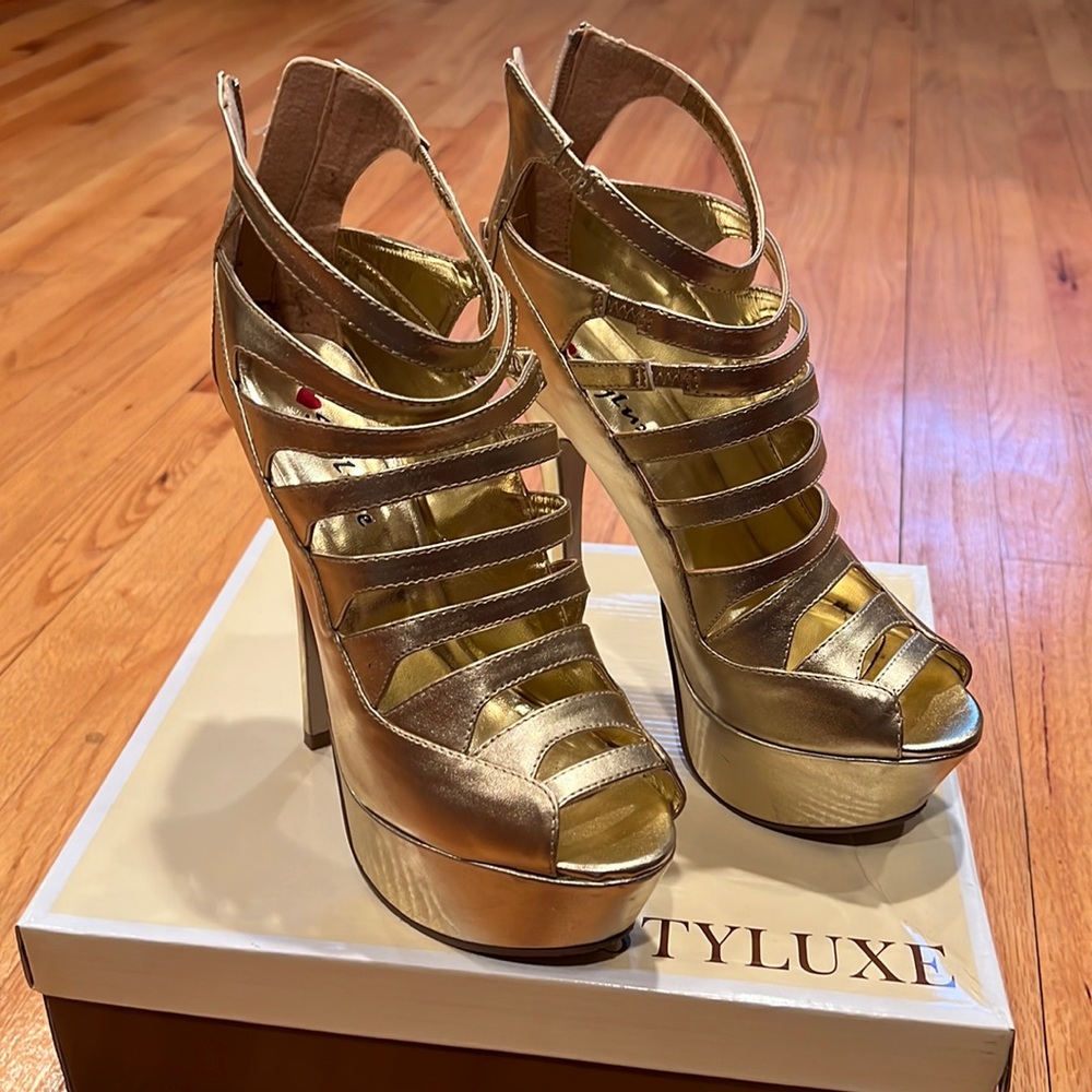 Gold high heels
